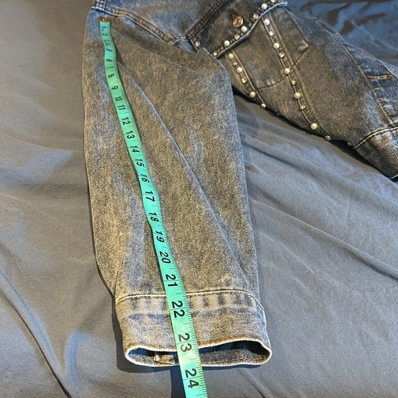 Ci Sono Wear What U 🩶💙luxury diamond stud denim jacket Sz XL - Picture 8 of 15